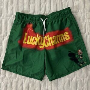Lucky Charms men’s Bathing Suit bottoms.  Built in briefs and pockets.  Size S